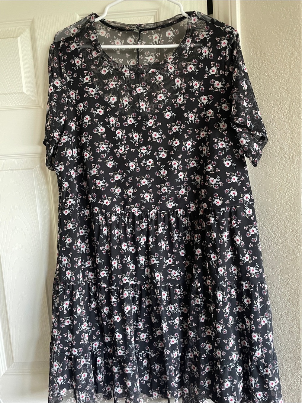 Lily Rose Black Dress with Pink and White Floral Print